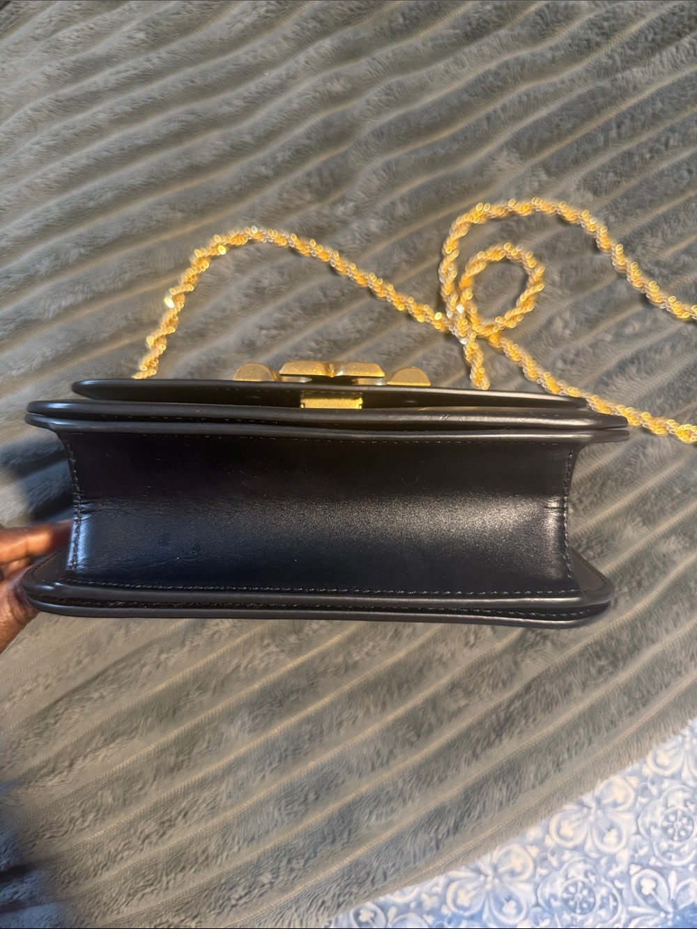 $750 Tory Burch Eleanor Small Convertible Black/Gold Leather Shoulder bag - Picture 7 of 9